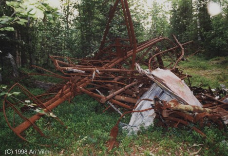 Paavo Kahla's memorial and Fokker wreck in northern wilderness